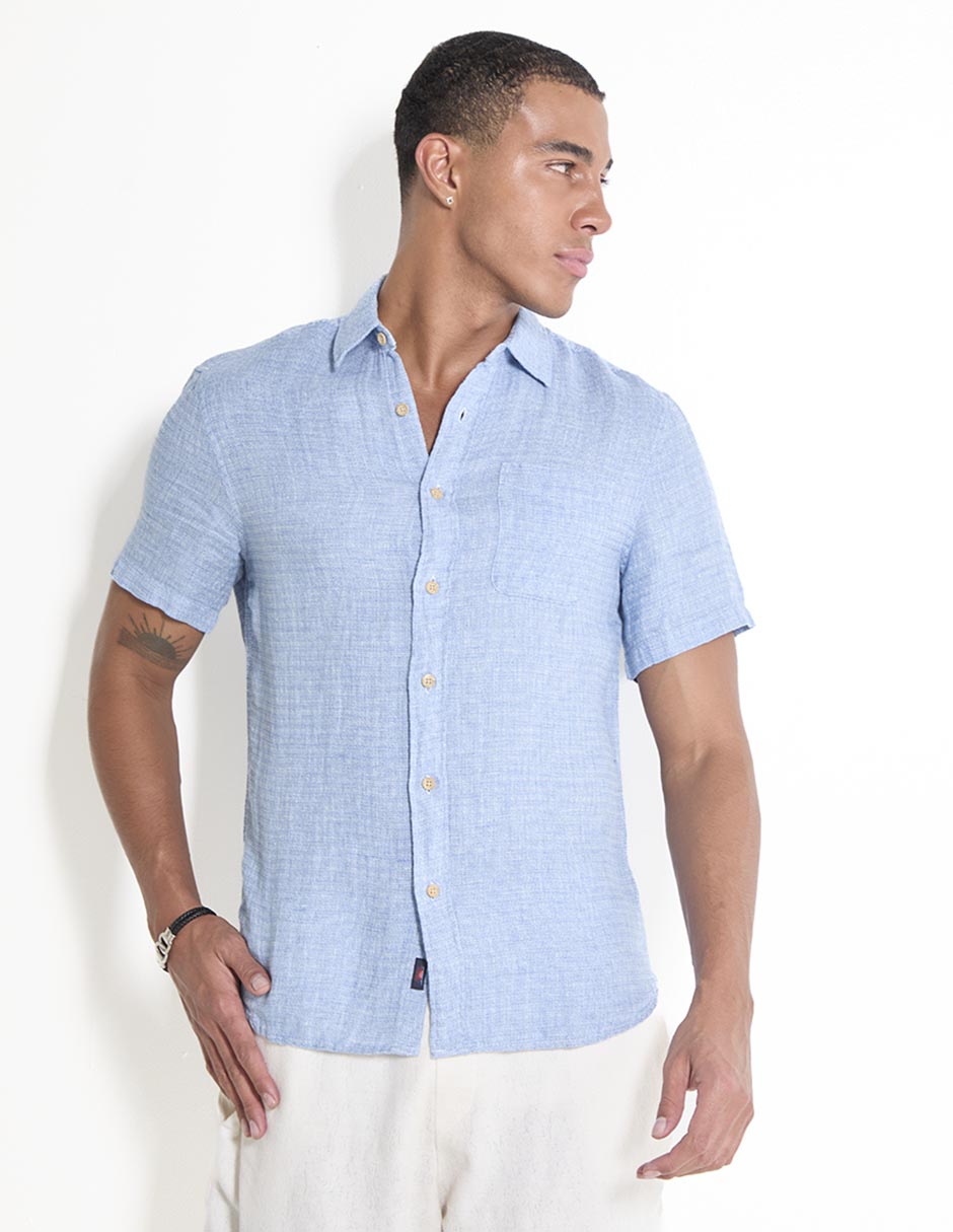 Camisa Casual De Algodón Manga Corta Para Hombre