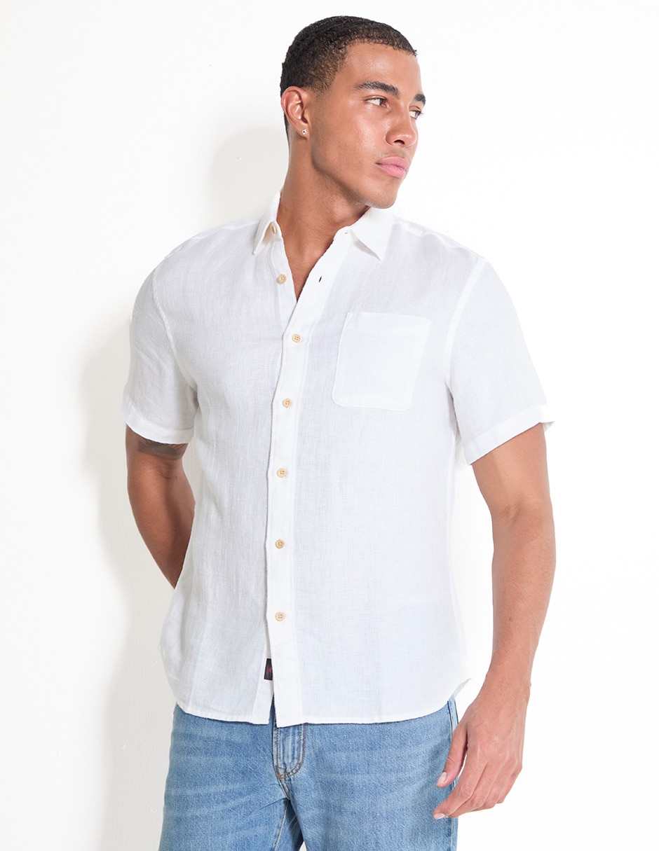 Camisa Casual De Algodón Manga Corta Para Hombre