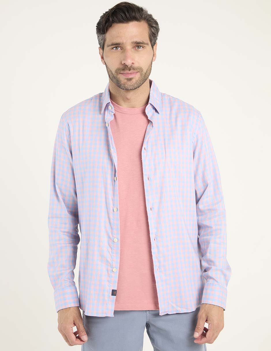 Camisa casual de algodón manga larga para hombre