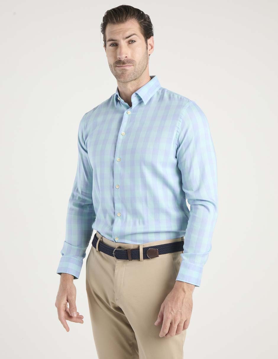 Camisa casual de algodón manga larga para hombre