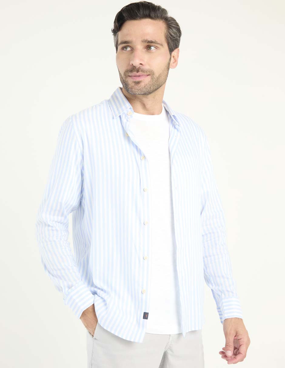 Camisa casual de algodón manga larga para hombre