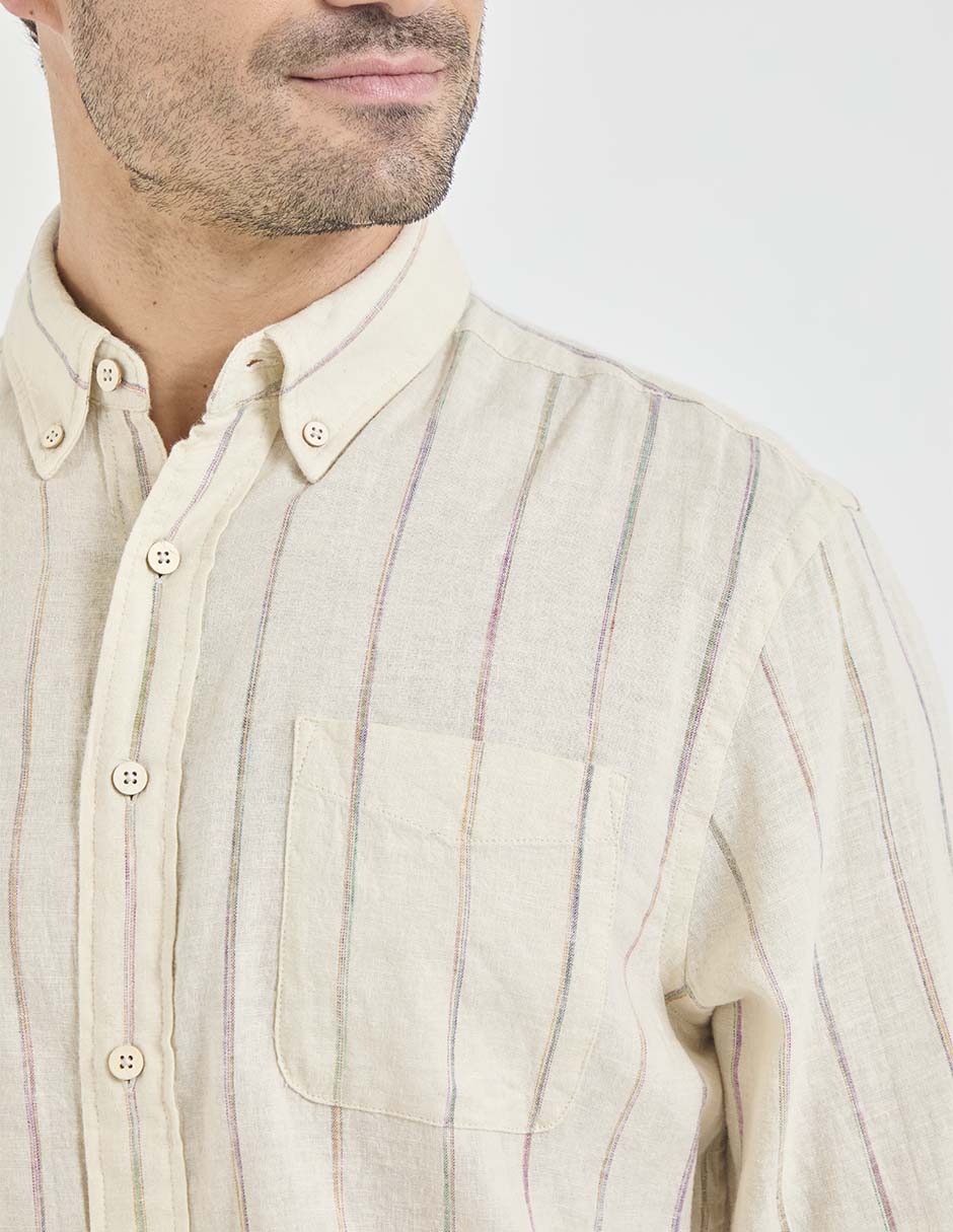 Camisa casual de algodón manga larga para hombre 4