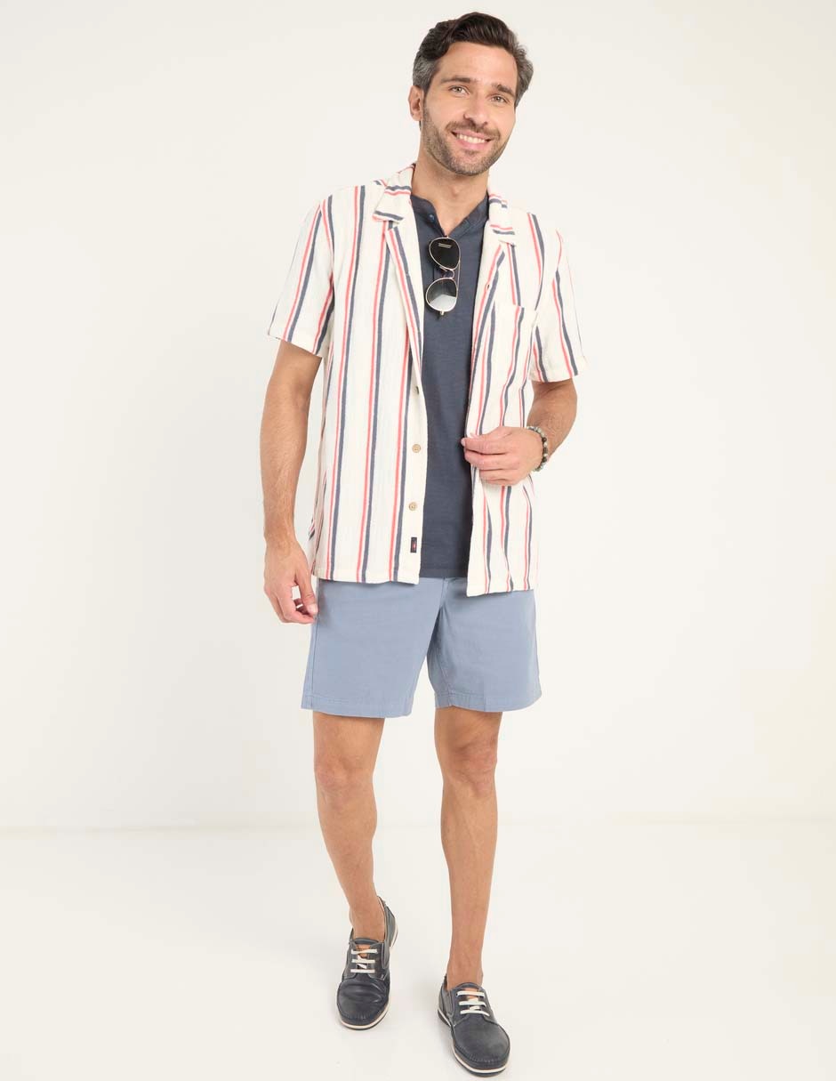 Sobrecamisa casual de algodón manga corta para hombre 3