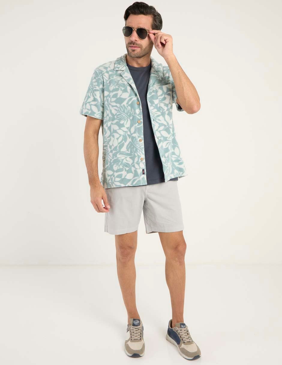 Sobrecamisa casual de algodón manga corta para hombre 3