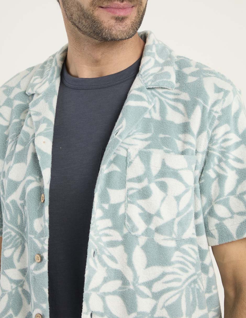 Sobrecamisa casual de algodón manga corta para hombre 4