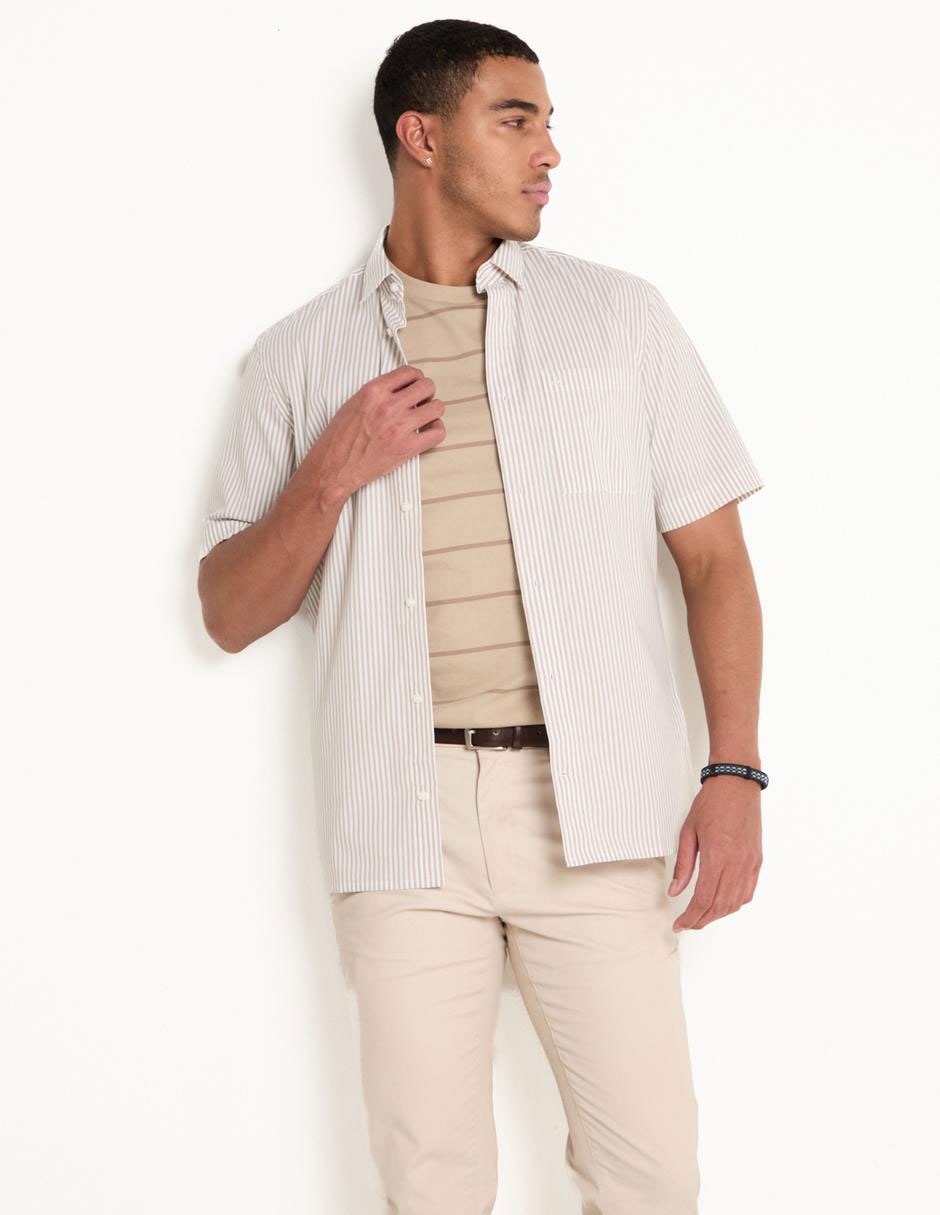 Camisa casual de algodón manga corta para hombre