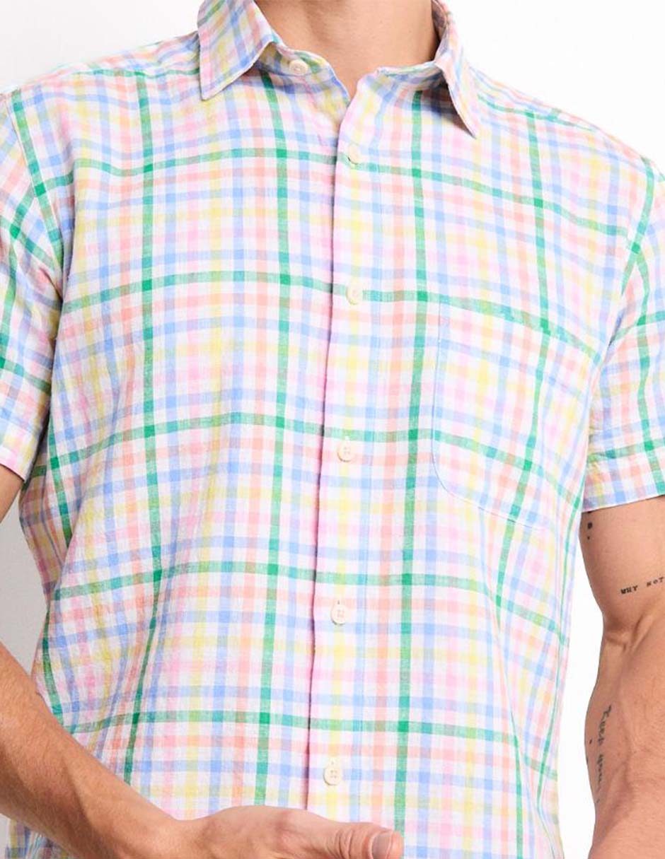 Camisa casual de algodón manga corta para hombre 4