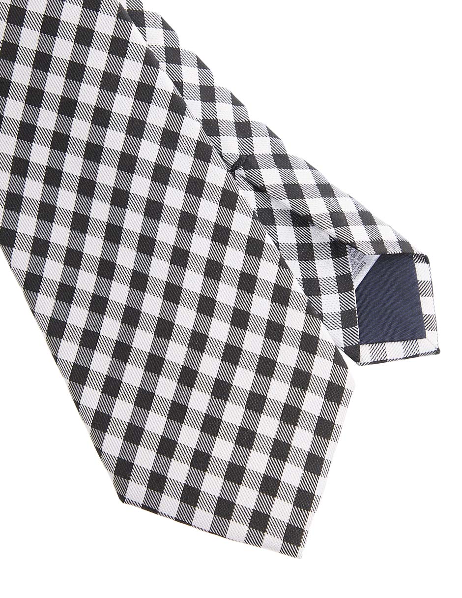 Corbata regular de seda estampado a cuadros para hombre 3