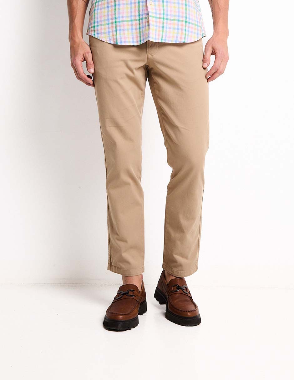 Pantalón chino regular de algodón para hombre