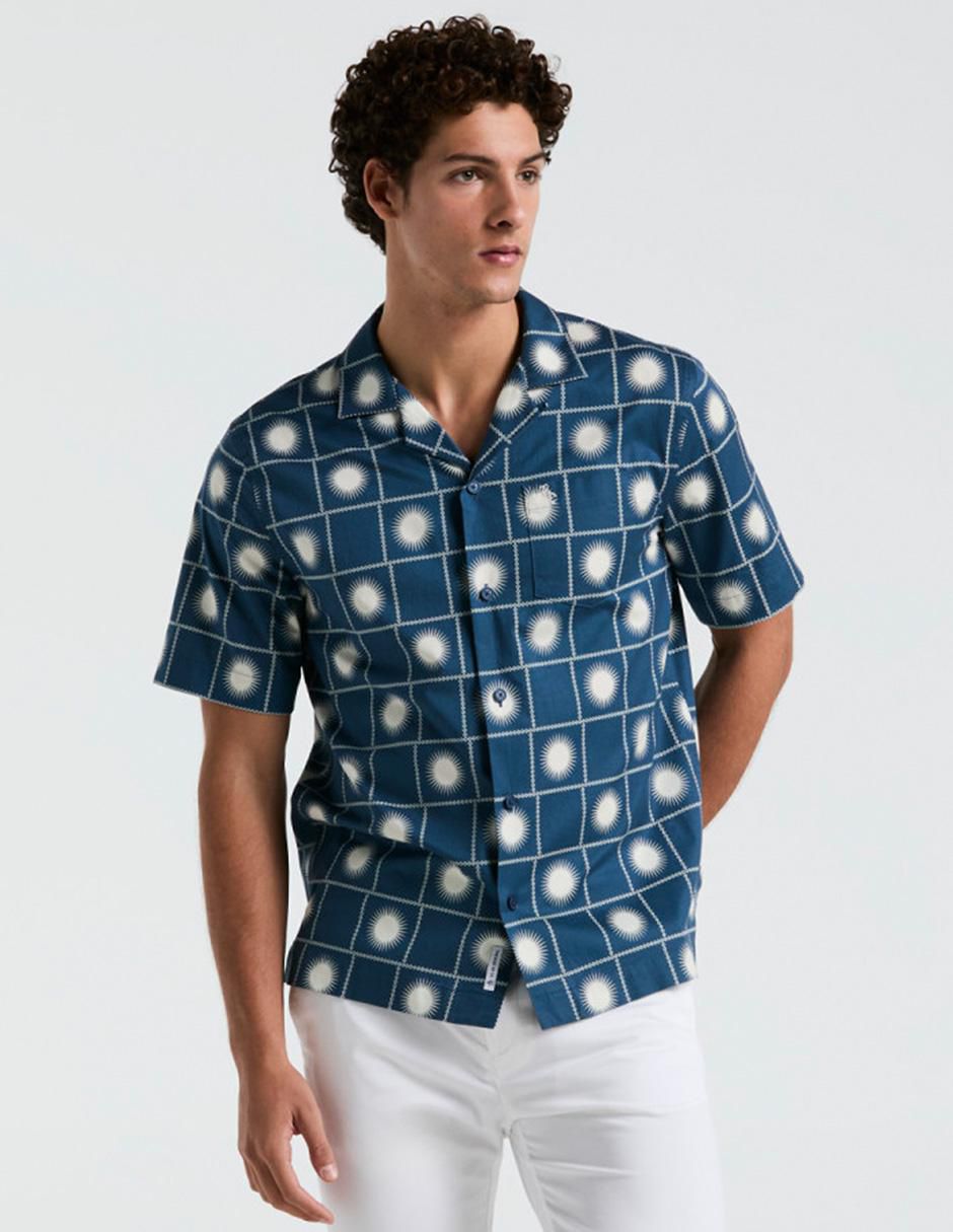 Camisa casual de algodón manga corta para hombre