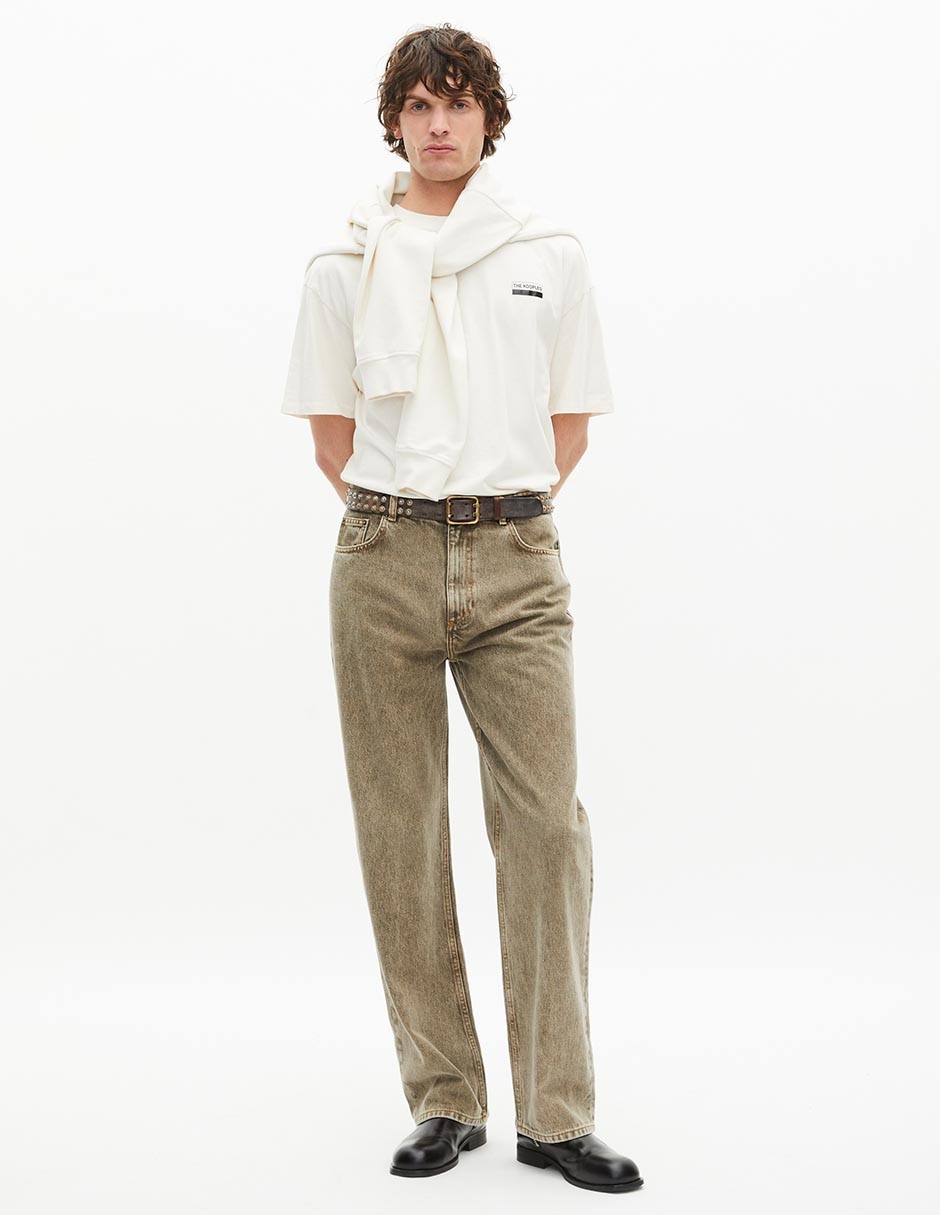 Jeans straight lavado claro para hombre 2
