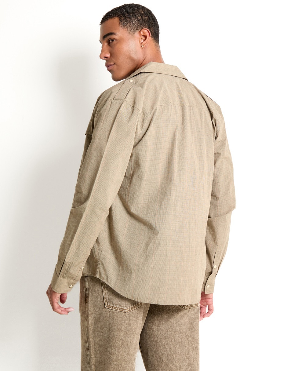 Sobrecamisa casual de algodón manga larga para hombre 2