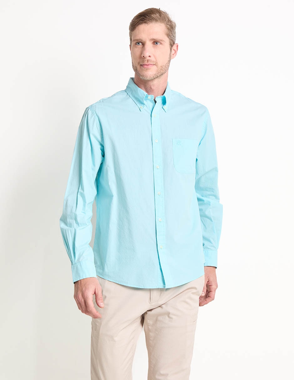 Camisa casual de algodón manga larga para hombre