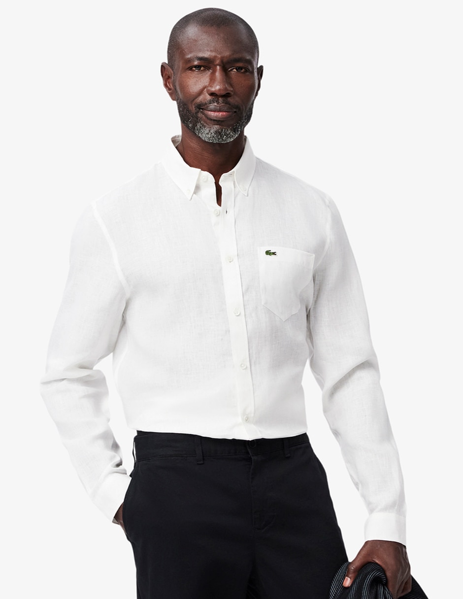 Camisa casual de lino manga larga para hombre