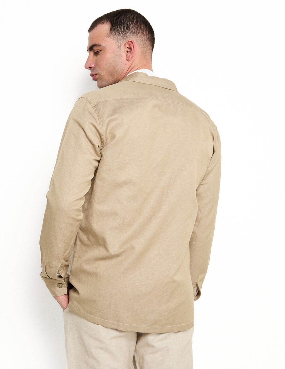 Sobrecamisa casual de algodón manga larga para hombre 2