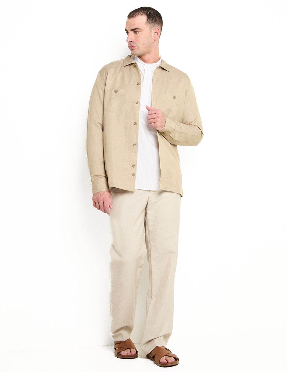 Sobrecamisa casual de algodón manga larga para hombre 3