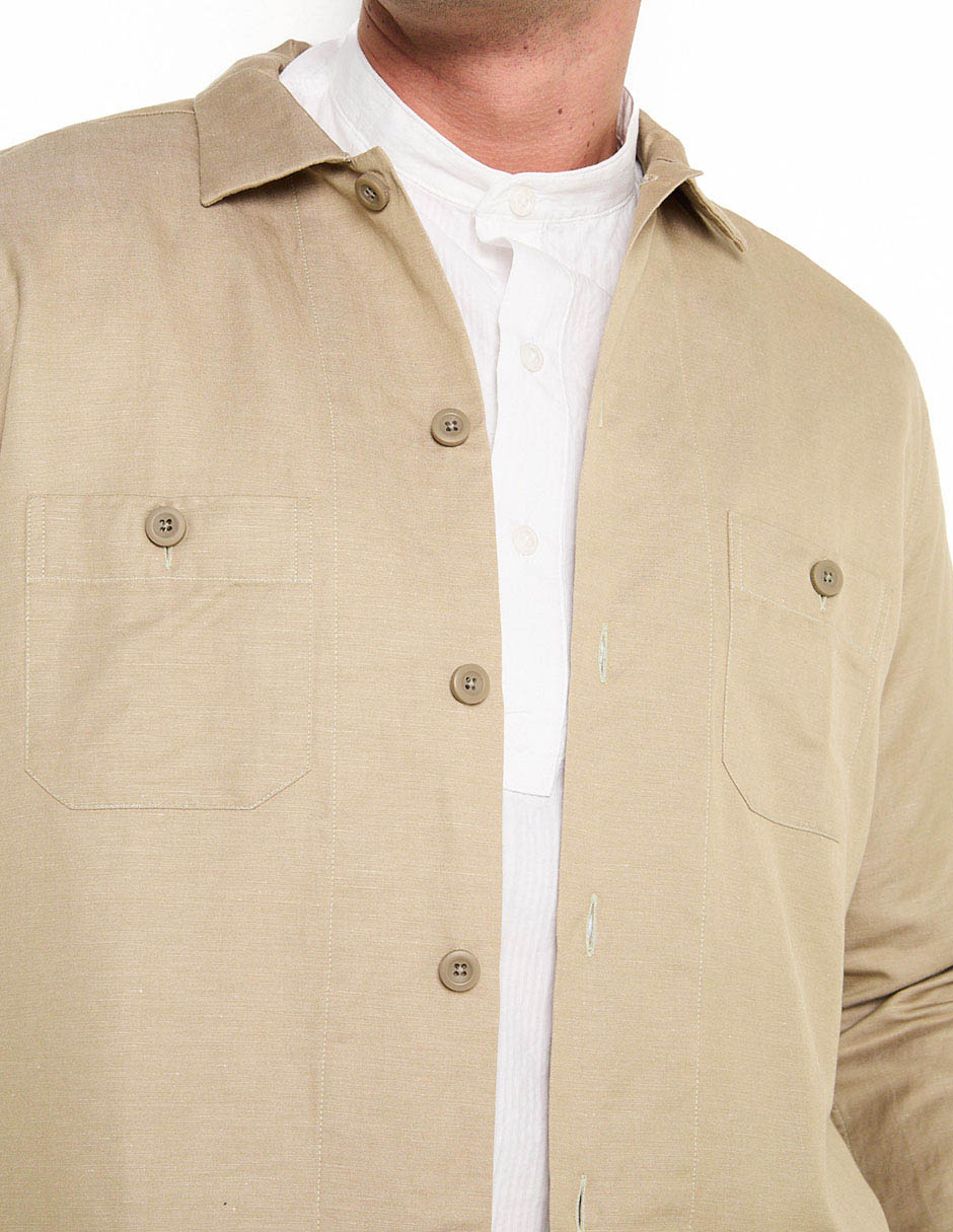 Sobrecamisa casual de algodón manga larga para hombre 4