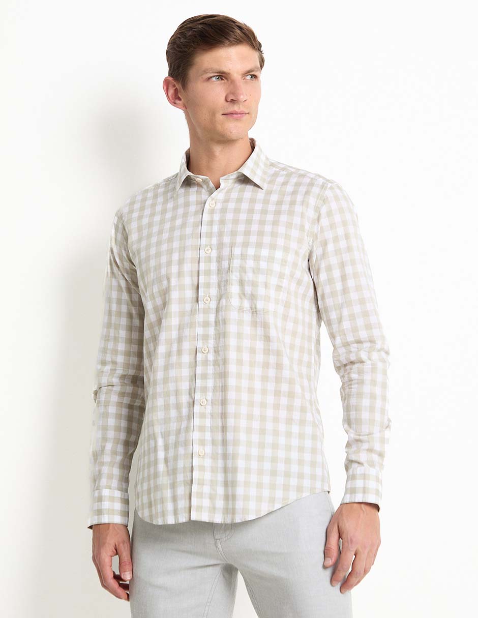 Camisa casual de algodón manga larga para hombre Camisa casual de algodón manga larga para hombre