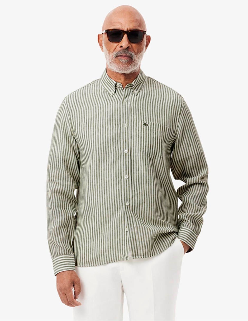 Camisa casual lino manga larga para hombre Camisa casual lino manga larga para hombre