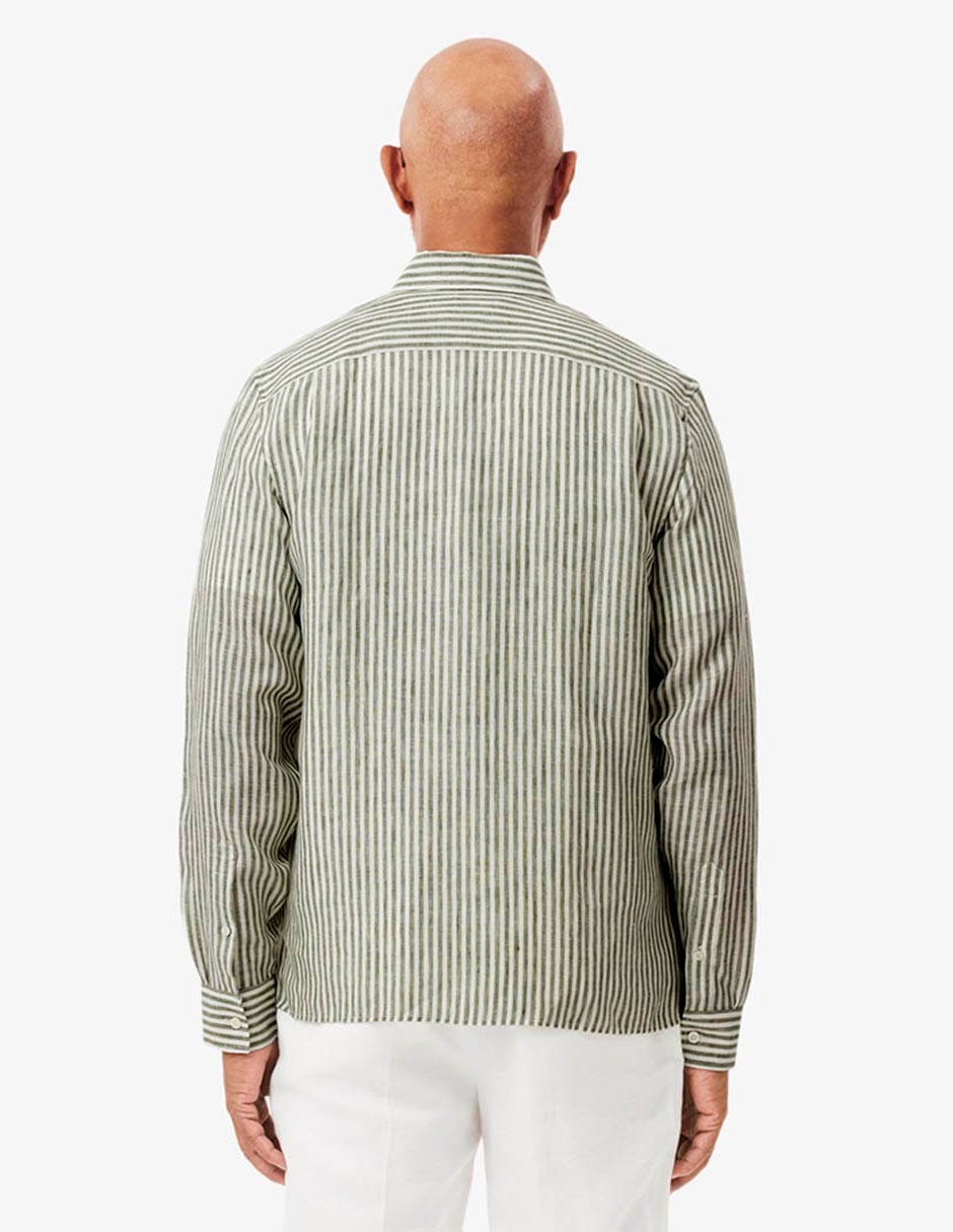 Camisa casual lino manga larga para hombre 3