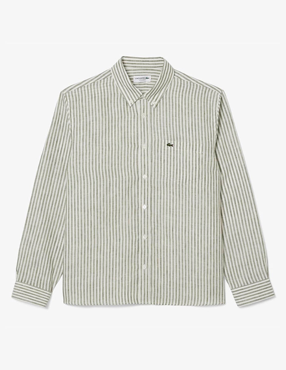 Camisa casual lino manga larga para hombre 4