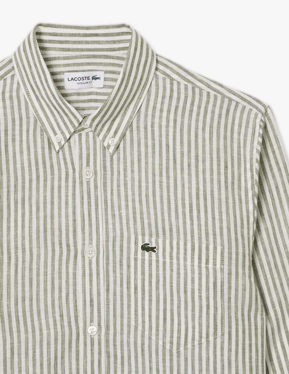 Camisa casual lino manga larga para hombre 5
