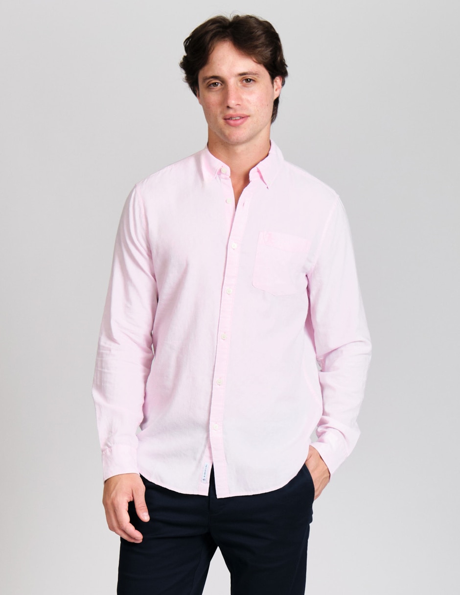 Camisa casual de algodón manga larga para hombre