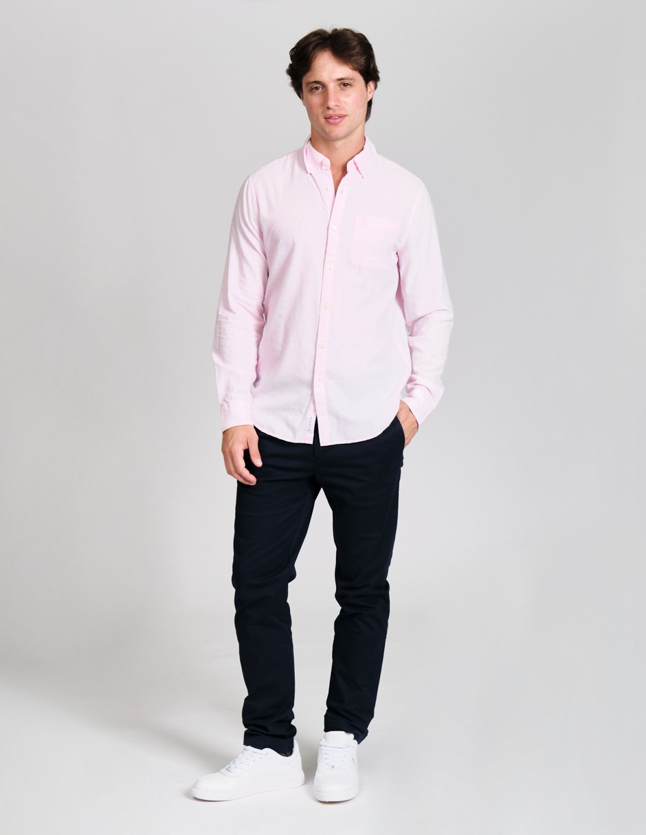 Camisa casual de algodón manga larga para hombre 4