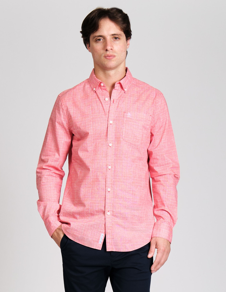 Camisa casual Original Penguin de algodón manga larga para hombre