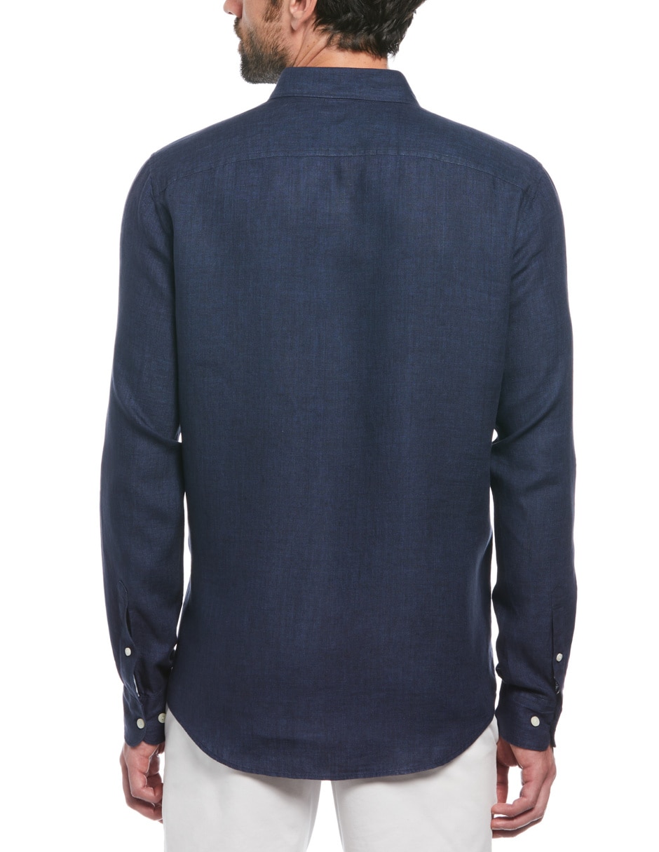 Camisa casual de lino manga larga para hombre 2