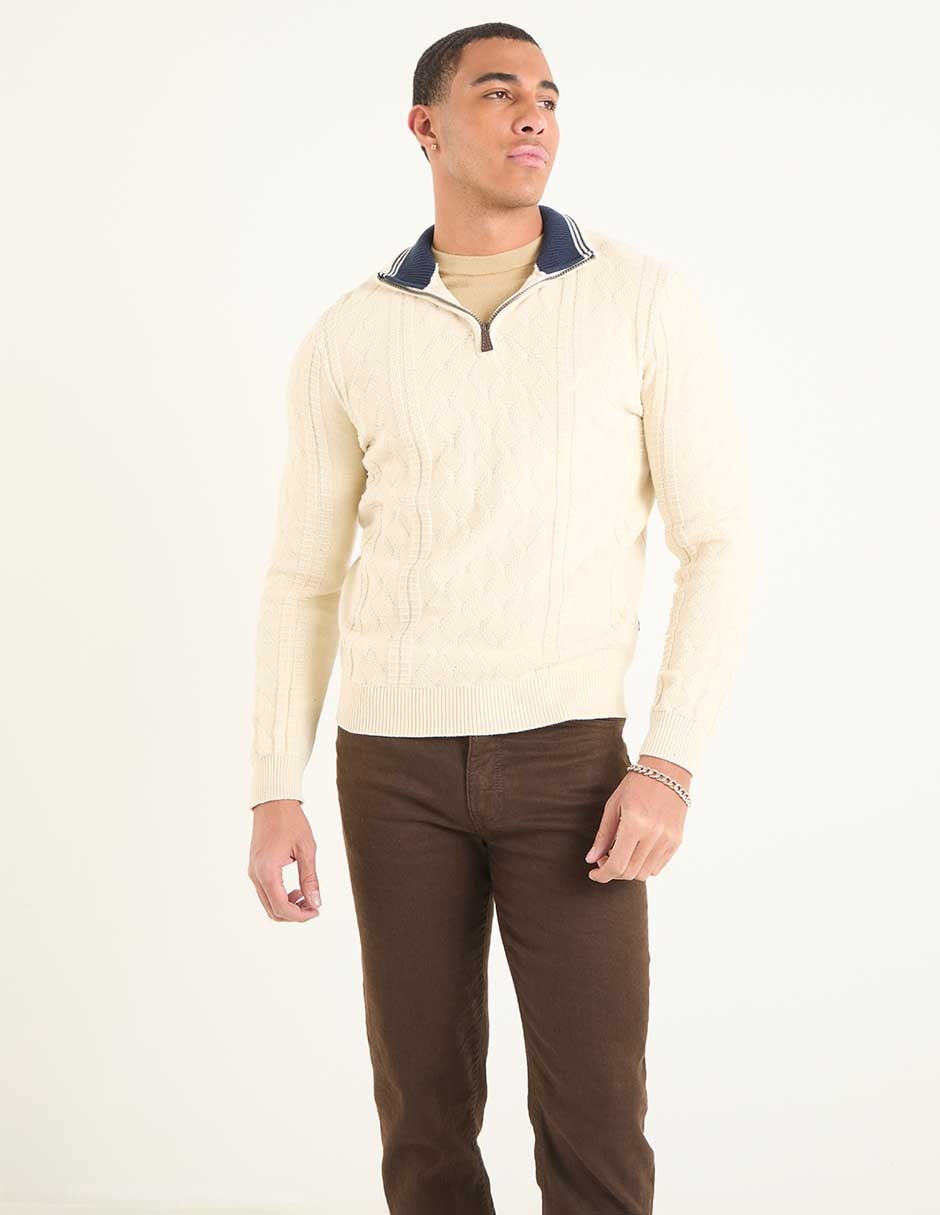 Suéter cuello con cierre para hombre