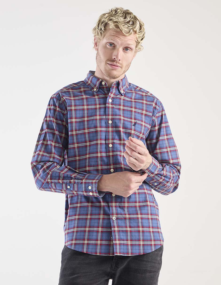 Camisa casual de algodón manga larga para hombre