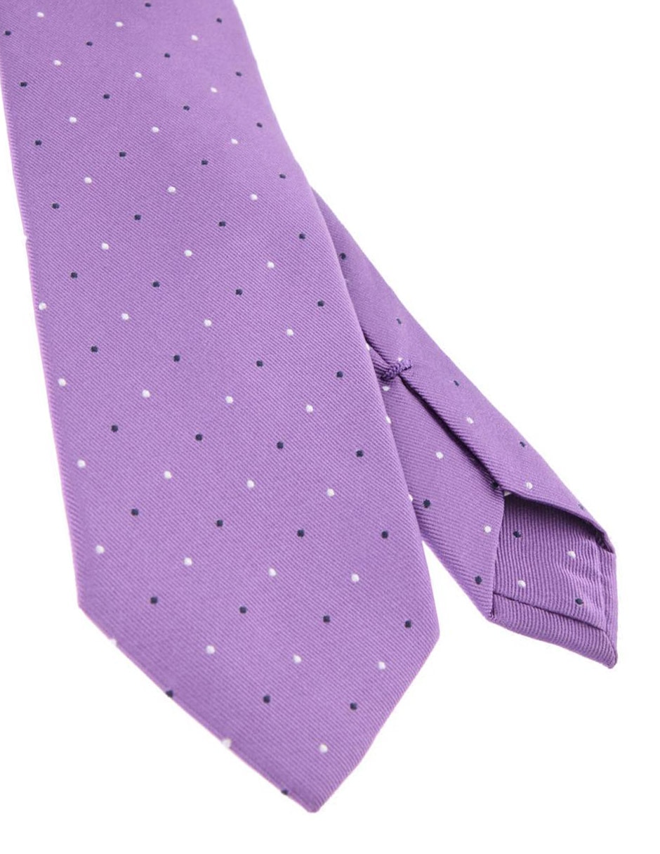 Corbata regular de seda estampado lunares para hombre 3