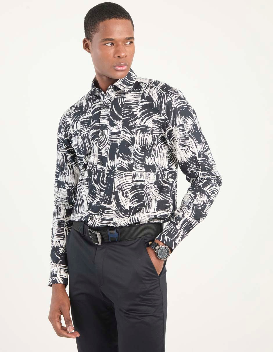 Camisa casual de algodón manga larga para hombre 1