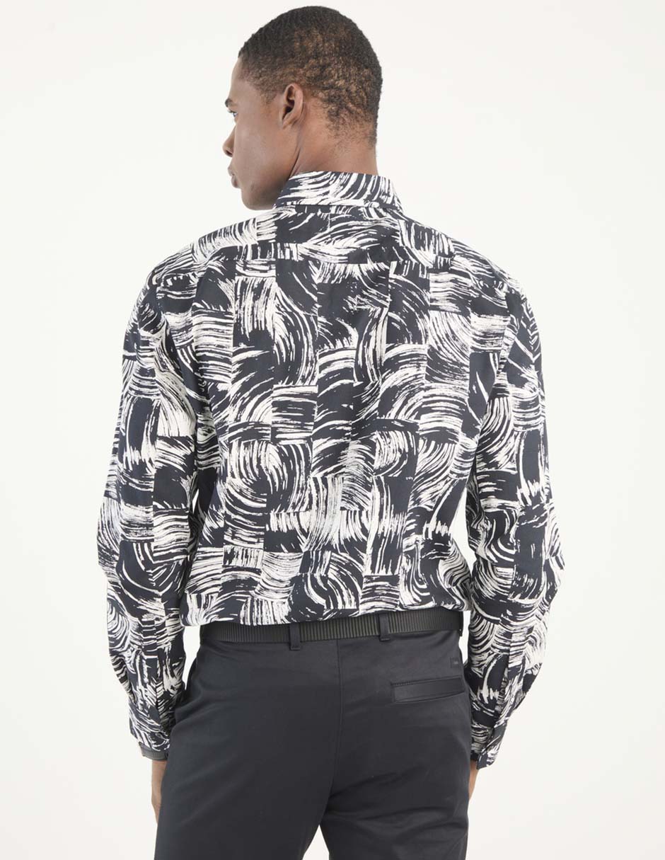 Camisa casual de algodón manga larga para hombre