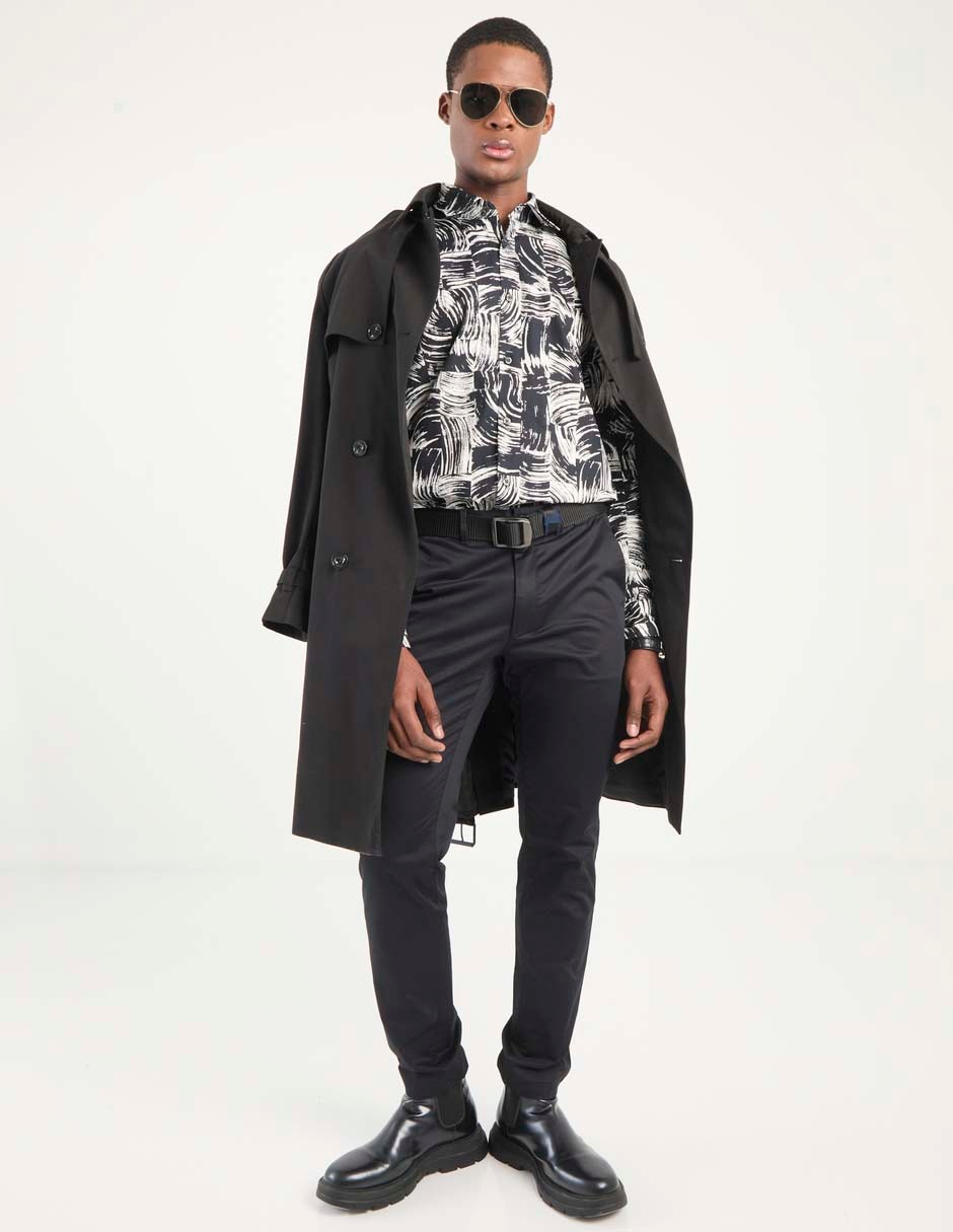 Camisa casual de algodón manga larga para hombre