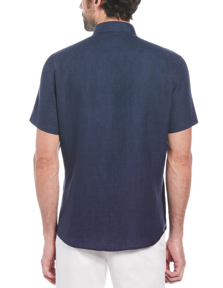 Camisa casual de lino manga corta para hombre 2