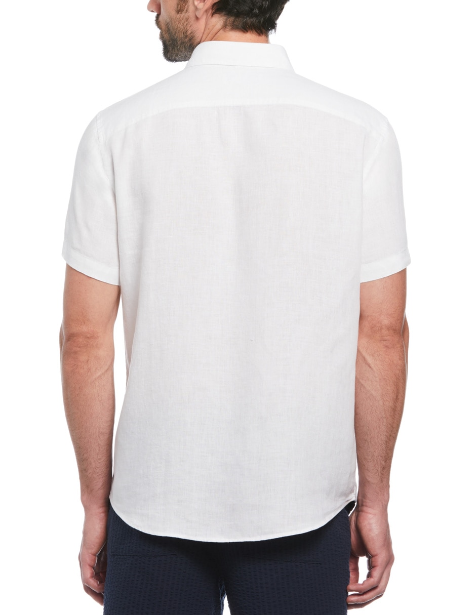 Camisa casual de lino manga corta para hombre 2