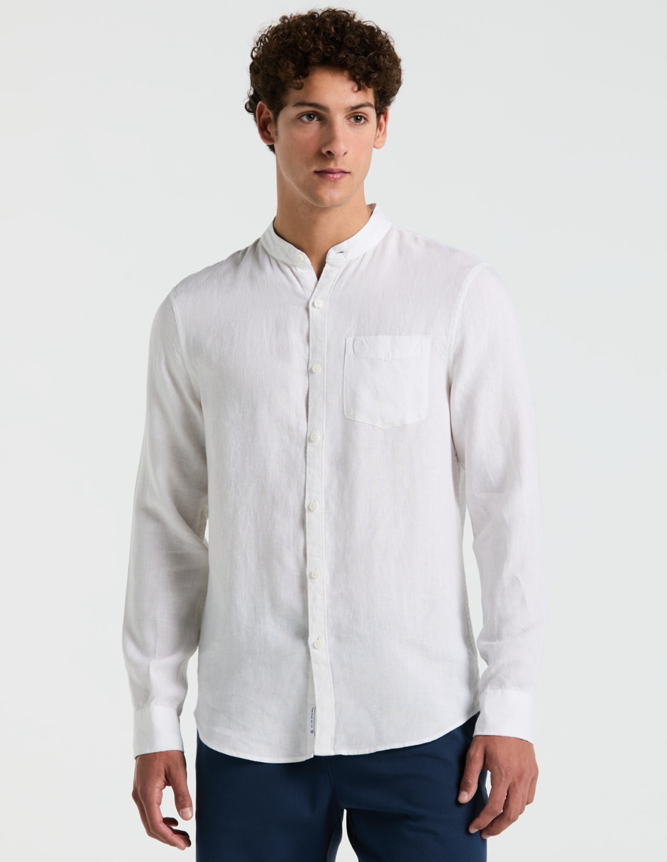 Camisa casual de lino manga larga para hombre