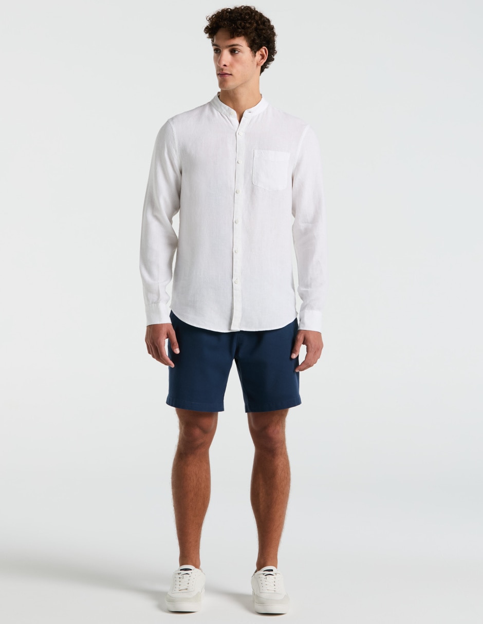 Camisa casual de lino manga larga para hombre 2