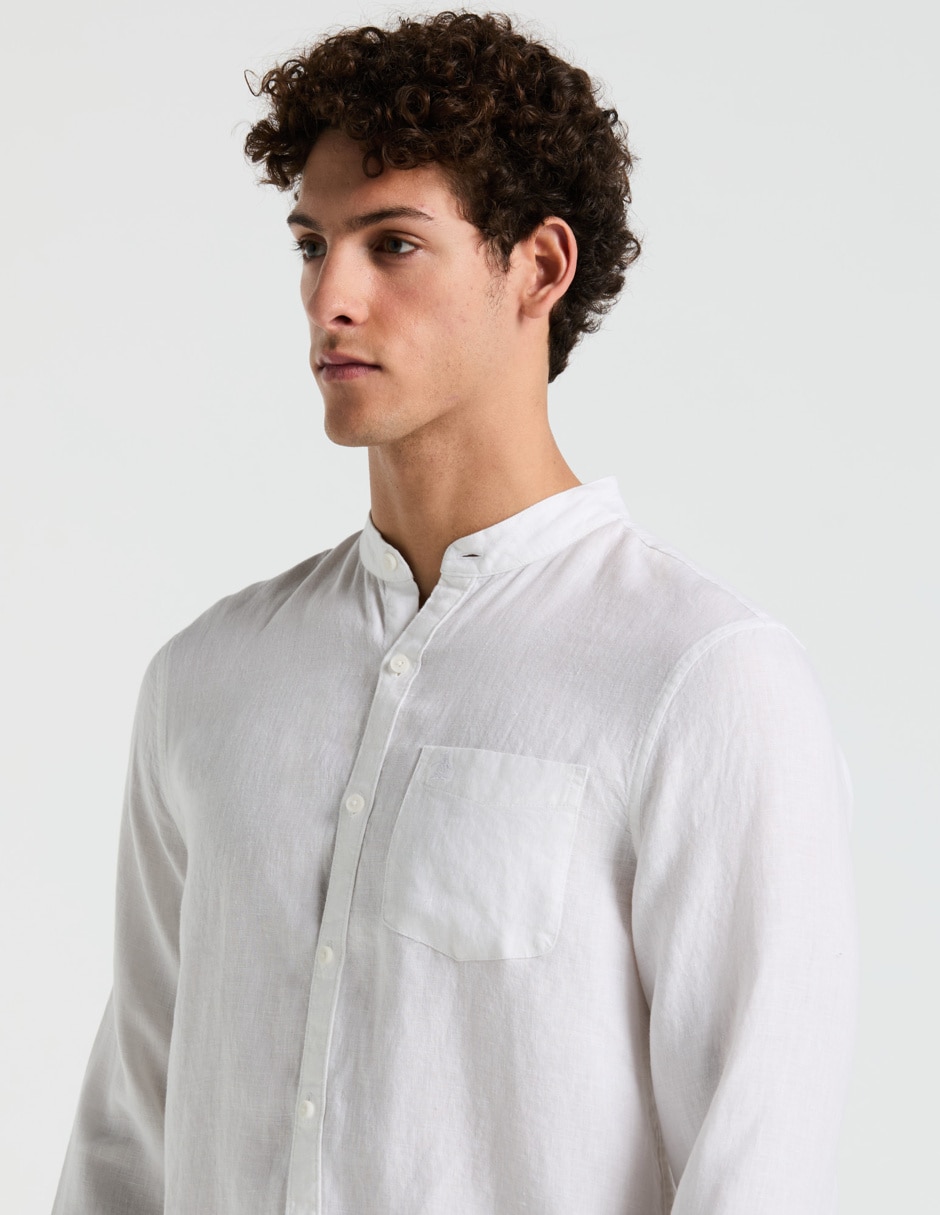 Camisa casual de lino manga larga para hombre 3