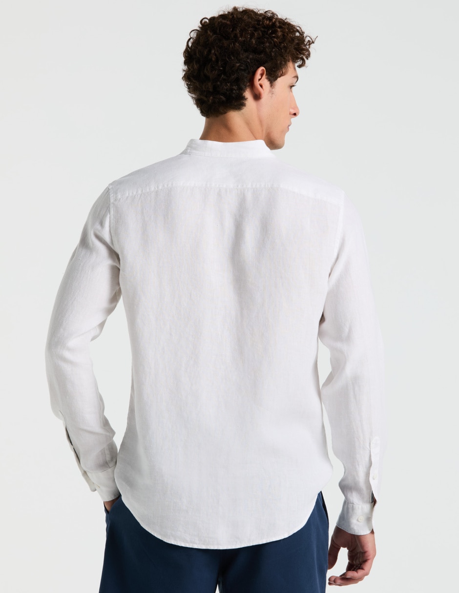 Camisa casual de lino manga larga para hombre 4