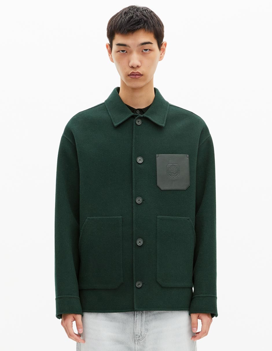 Sobrecamisa casual de lana manga larga para hombre Sobrecamisa casual de lana manga larga para hombre