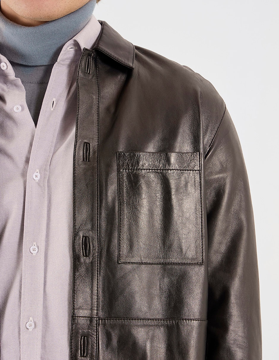 Sobrecamisa casual manga larga para hombre 4