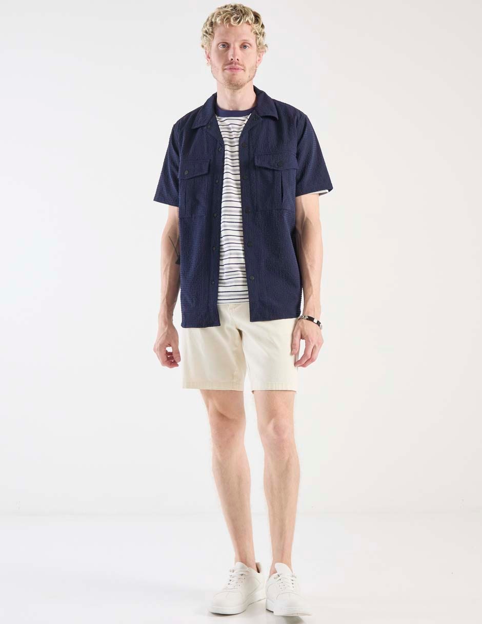 Camisa casual de algodón manga corta para hombre