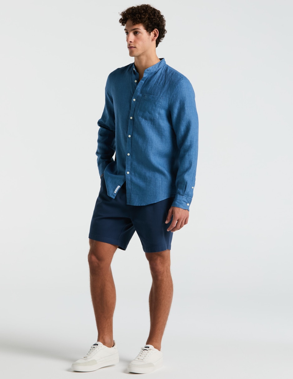 Camisa casual de lino manga larga para hombre 2