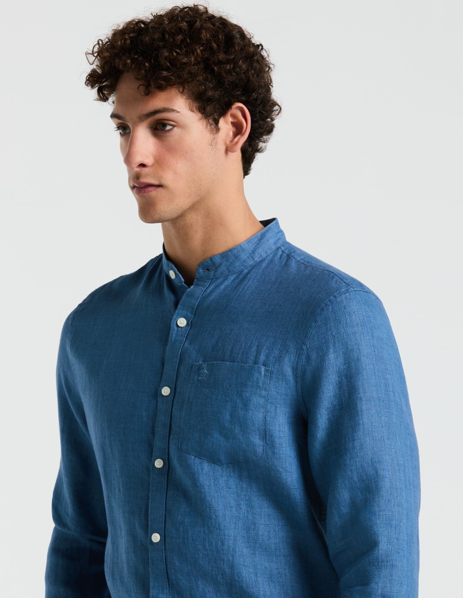 Camisa casual de lino manga larga para hombre 3