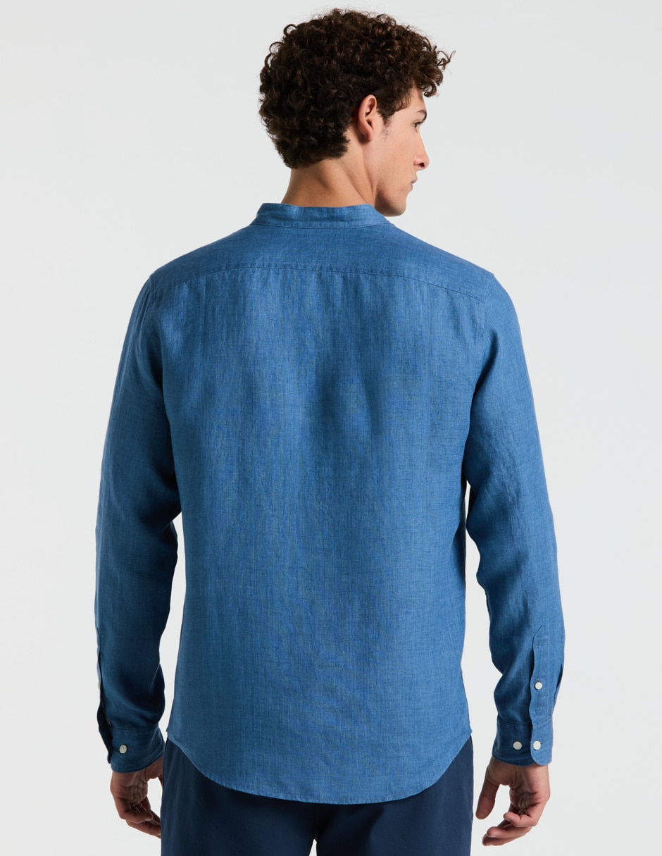 Camisa casual de lino manga larga para hombre 4