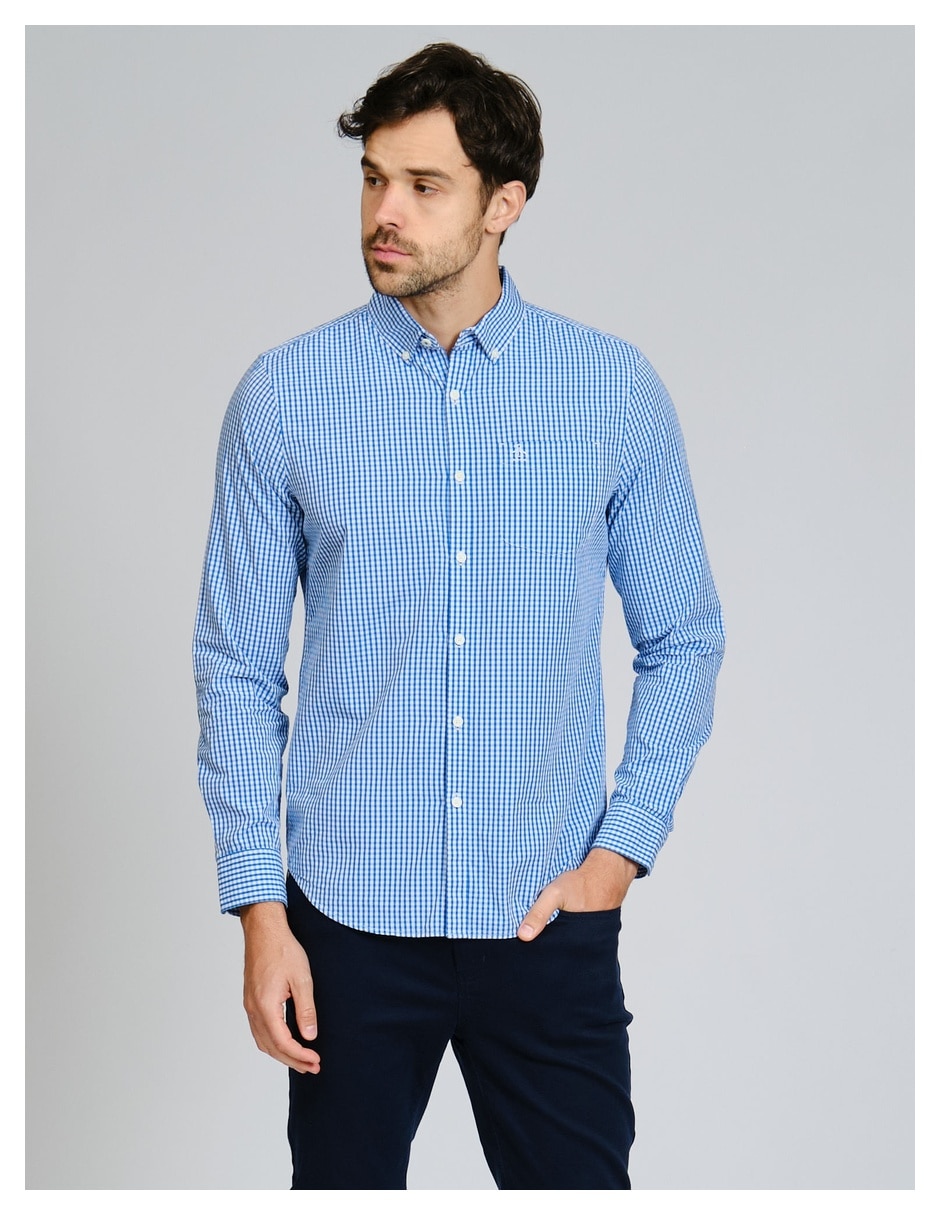 Camisa casual de algodón manga larga para hombre