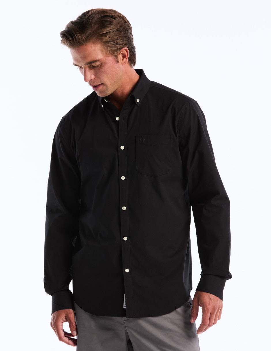 Camisa casual de algodón manga larga para hombre